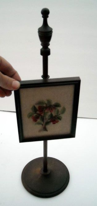 Antique Vintage victorian pole fire screen embroidery  