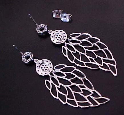 Couture CZ Angel Wings Dangle Sterling Silver EARRINGS  
