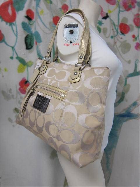   Poppy Light Khaki/Gold/Silver Lurex SIG Glam Tote Bag 16289  