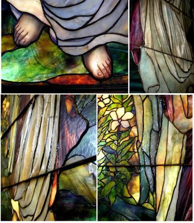 Awesome Pair of 8H Stained Glass Tiffany Angel Windows  