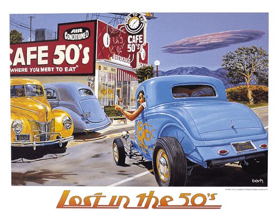 Art Cafe 50s 34 Hot Rod 40 Ford Coupe 37 Willys Sedan  