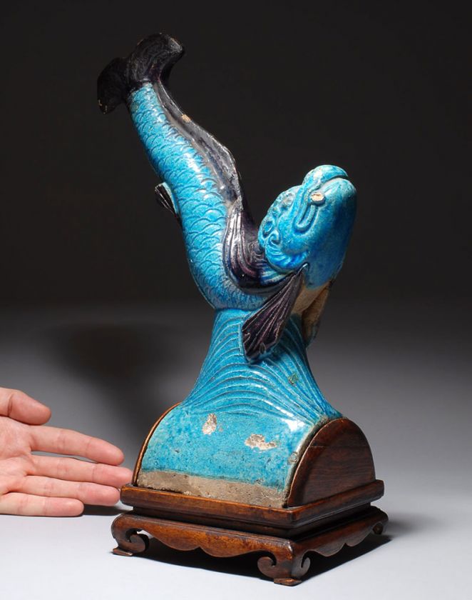 An unusual Chinese Ming Dynasty turquoise and dark purple glazed 