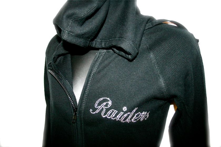 LA Oakland Raiders Bling Womens Thermal Hoodie SM 3X  