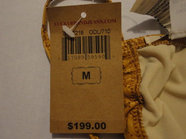 NWT Lucky Brand Old Gold Leather Perforated String Bikini Top sz 