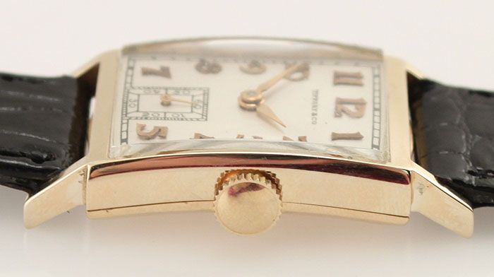 Vintage Hamilton for Tiffany Co 14k Solid Gold Mens Dress Wrist Watch 