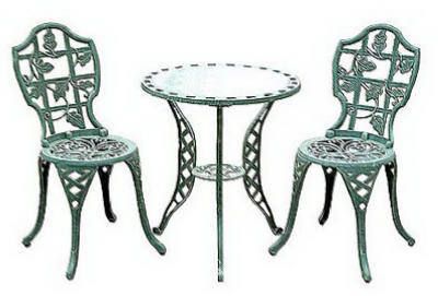 English Ivy Aluminum/Iron 3 Piece Patio Bistro Set 640312689663  