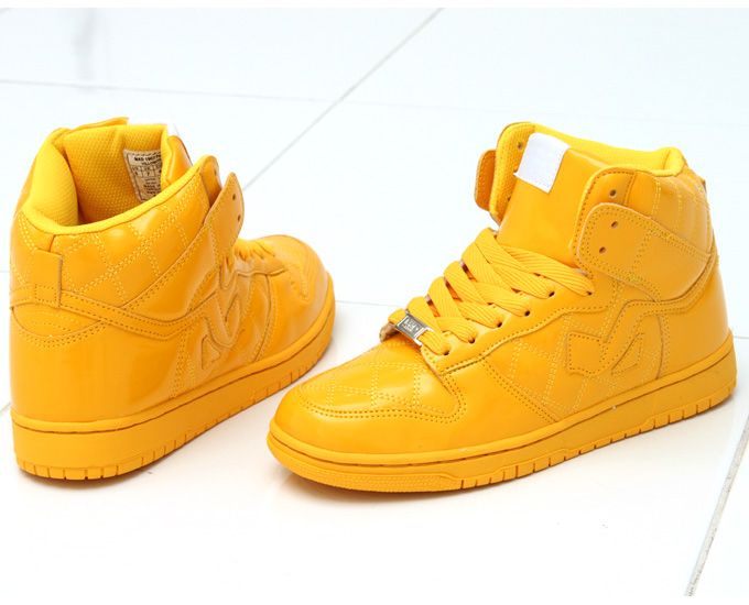 NEW Mens Shiny Yellow High Top Fashion Sneakers Trainers Shoes sz US 6 