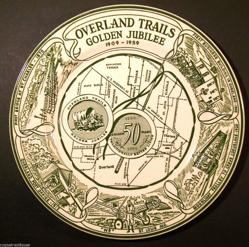   Overland Trails Golden Jubilee Souvenir Plate  St. Charles Missouri