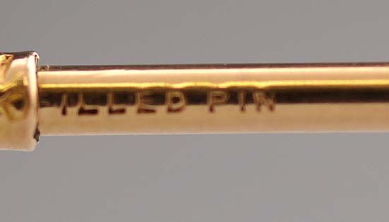 Vintage 14K Gold Engraved Hat Pin Day, Clark & Co  