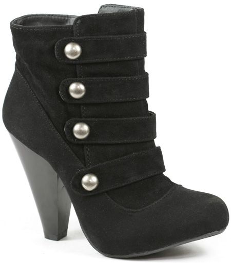 Black Military Button Bootie Ankle Boot 6 us BAMBOO  