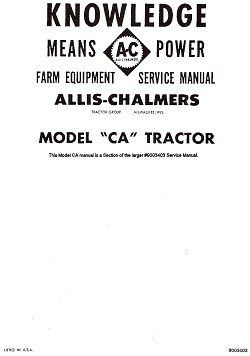 Allis Chalmers Model CA Tractor SERVICE Manual  