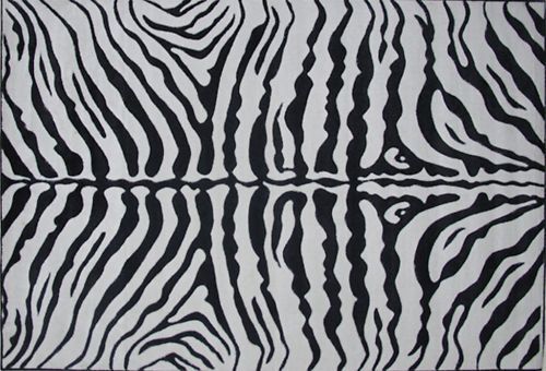 Black White Zebra Animal Pattern Plush Nylon Area Rug  