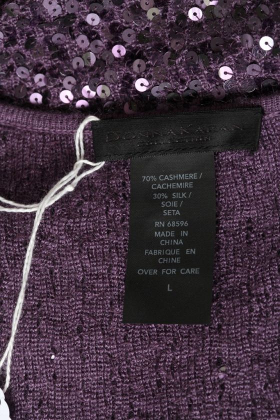   COLLECTION *PURPLE SEQUIN*CASHMERE+SILK*Top+Shrug Sweater SET L NEW
