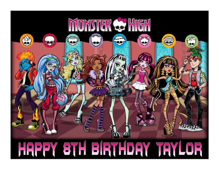 Monster High edible party cake topper cake image sheet  