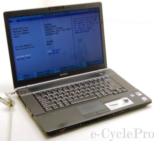 Sony VGN BZ560 15.4 Laptop  2.66GHz Core 2 Duo  3gb PC2 6400  80gb 