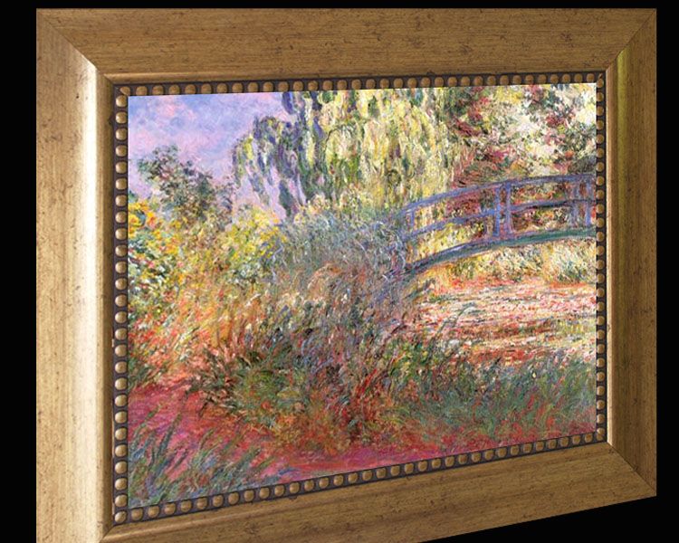 MONET REPRO PATH WATER LILY POND FRAMED CANVAS 35x29  