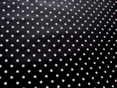 BLACK + SMALL WHITE POLKA DOTS COTTON BLEND SEWING FABRIC MATERIAL 
