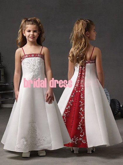 White and red Flower Girl Dresses For Wedding SZ3 14  