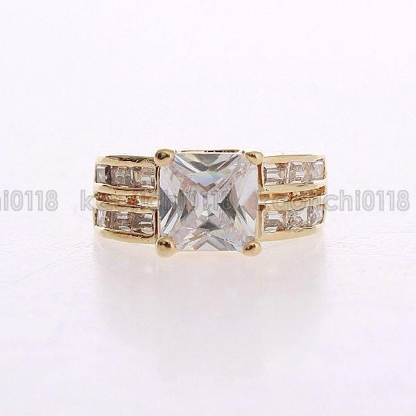3CT 18K Gold Plated Clear CZ Ring ML0735   