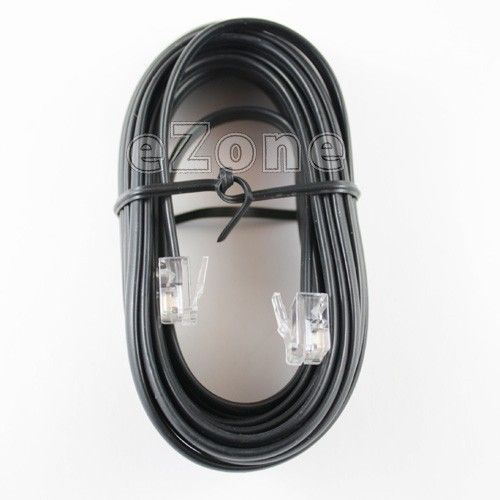 15Ft Black Telephone Phone Fax Machine Line Cord Cable  