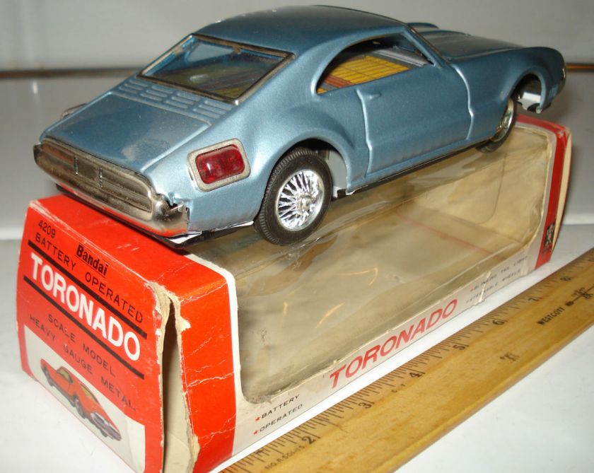  60s Bandai Tin Steel Battery Operated Olds Toronado Toy Car + Orig Box