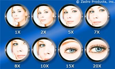 Zadro LED Lighted Travel Make Up Adjust Mirror 1X 10X  