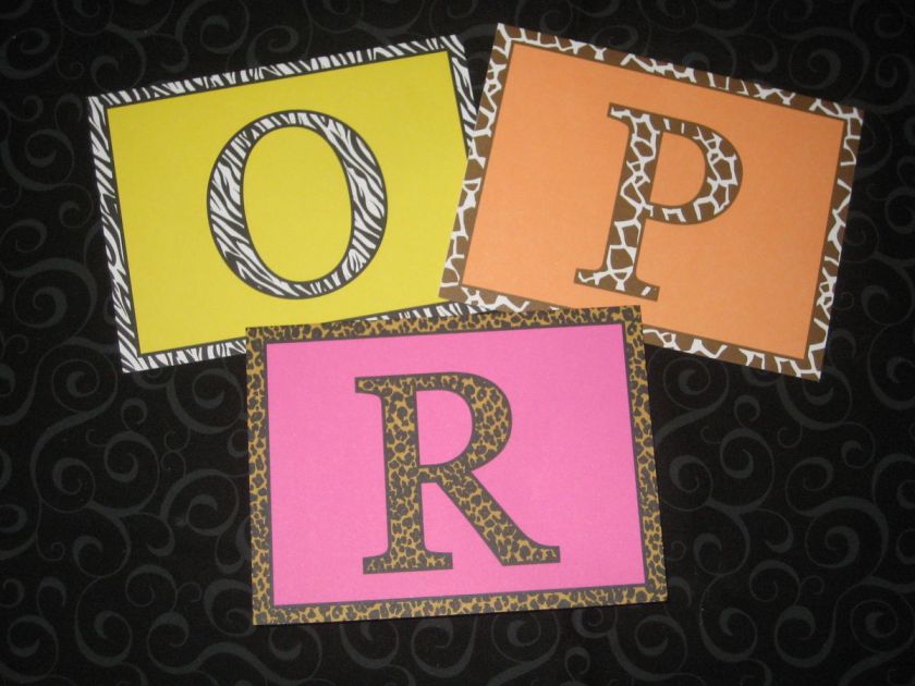 Animal Print Blank Monogrammed Note Cards, Letter O, P, or R  